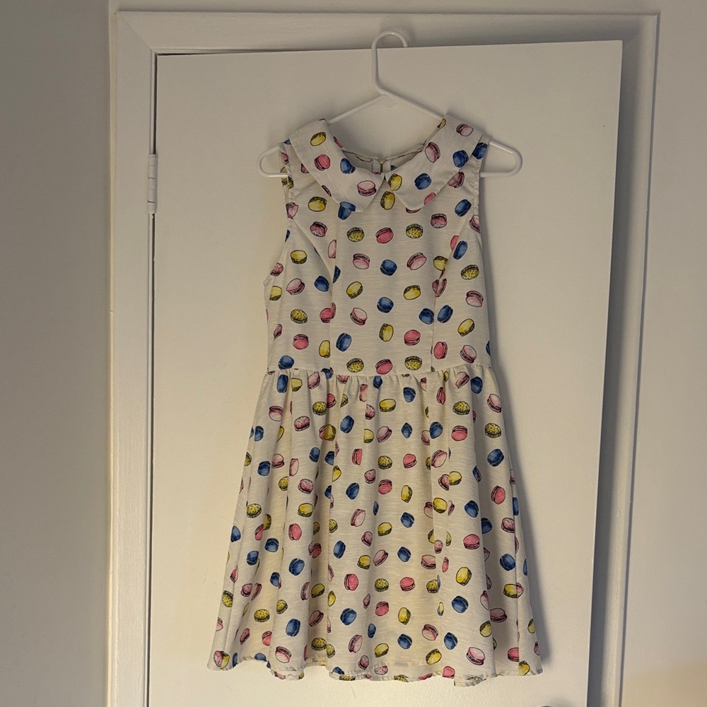 ModCloth White mini Dress with macarons!